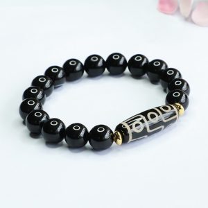 Chinese Tibetan Nine eyed Tianzhu Hand String Black Agate Bracelet Crystal Jewelry